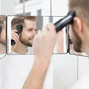 LED Lights 3 Way Mirror for Self Hair Cutting