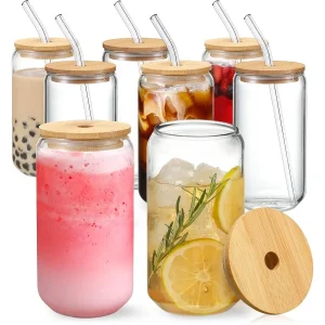 8pcs Set of 16oz Reusable Drinking Glasses
